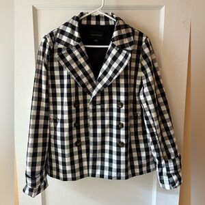 Ann Taylor black and white plaid cropped trench coat
